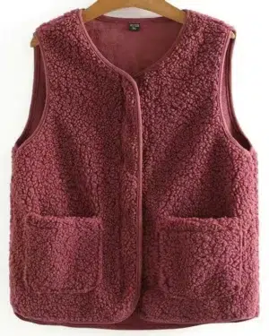 Gilet sans manches en laine bordeaux pour femme