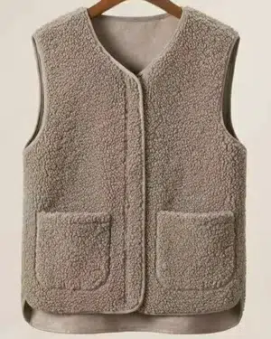 Gilet réversible double face en camel pour femme